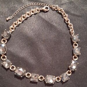 White House Black Market Gold Layered Necklace with Chunky Crystals. 18 In.